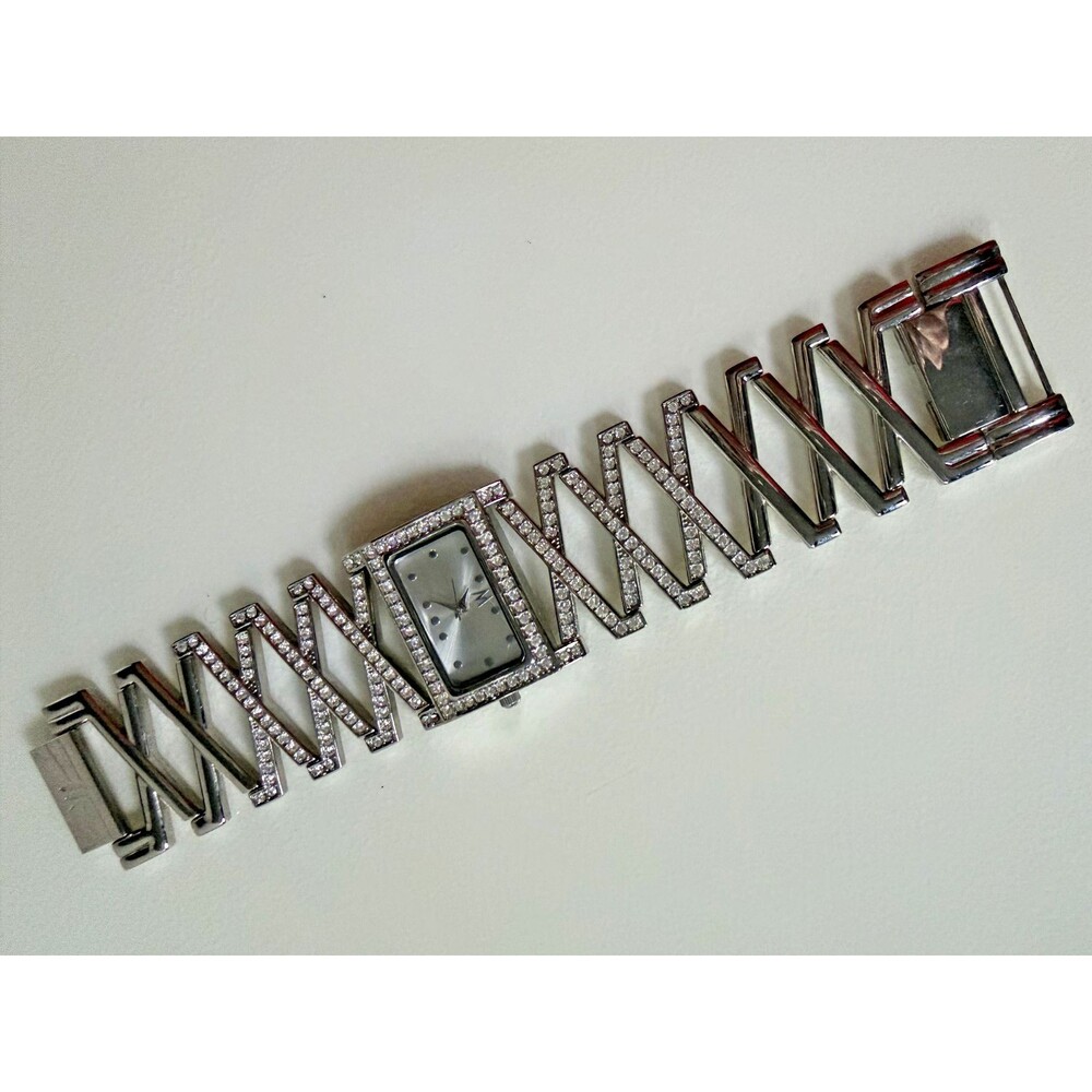 Silver Rhinestone "X" Watch New Battery
